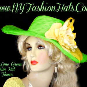 Women's Lime Green Designer Church Wedding Hat NY Fashion Hats YC98