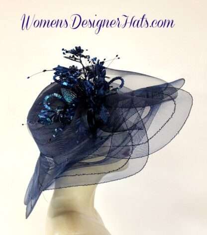 Hats Kentucky Derby Horse Racing Navy Blue, Women's Designer Hats PT2 - Image 2