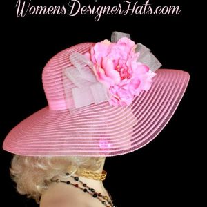 Pink White Fashion Wedding Church Spring Races Hat Designer Hats