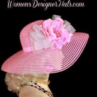 Pink White Fashion Wedding Church Spring Races Hat Designer Hats