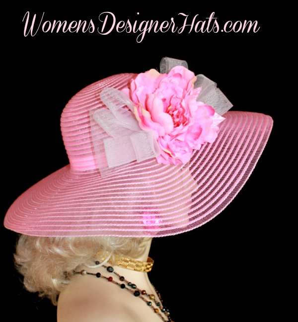 Pink White Fashion Wedding Church Spring Races Hat Designer Hats