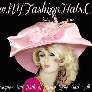Pink Kentucky Derby Designer Hat With A Satin Bow NY Fashion Hats