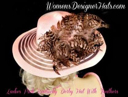 Pink Brown Gold Black White Ivory Kentucky Derby Hat, Women's Hats - Image 2