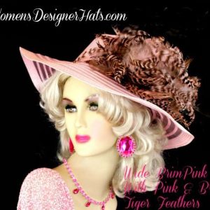 Pink Brown Gold Black White Ivory Kentucky Derby Hat, Women's Hats