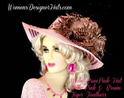 Pink Brown Gold Black White Ivory Kentucky Derby Hat, Women's Hats