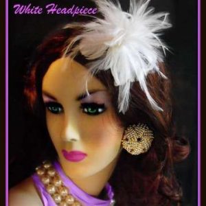 Ladies Black White Wedding Fascinator Cocktail Hat Feather Headpiece