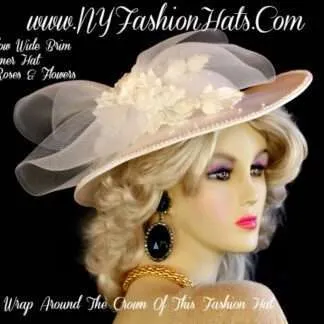 Women's White Satin Designer Bridal Wedding Dress Hat NY Fashion Hats