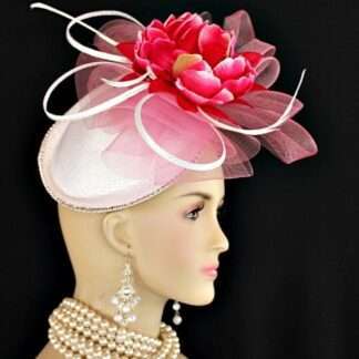 White Hot Pink Cocktail Hat Wedding Fascinator