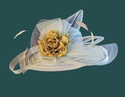 Ivory Mustard Yellow Designer Fashion Ladies Church Hat Dress Hats - Image 5